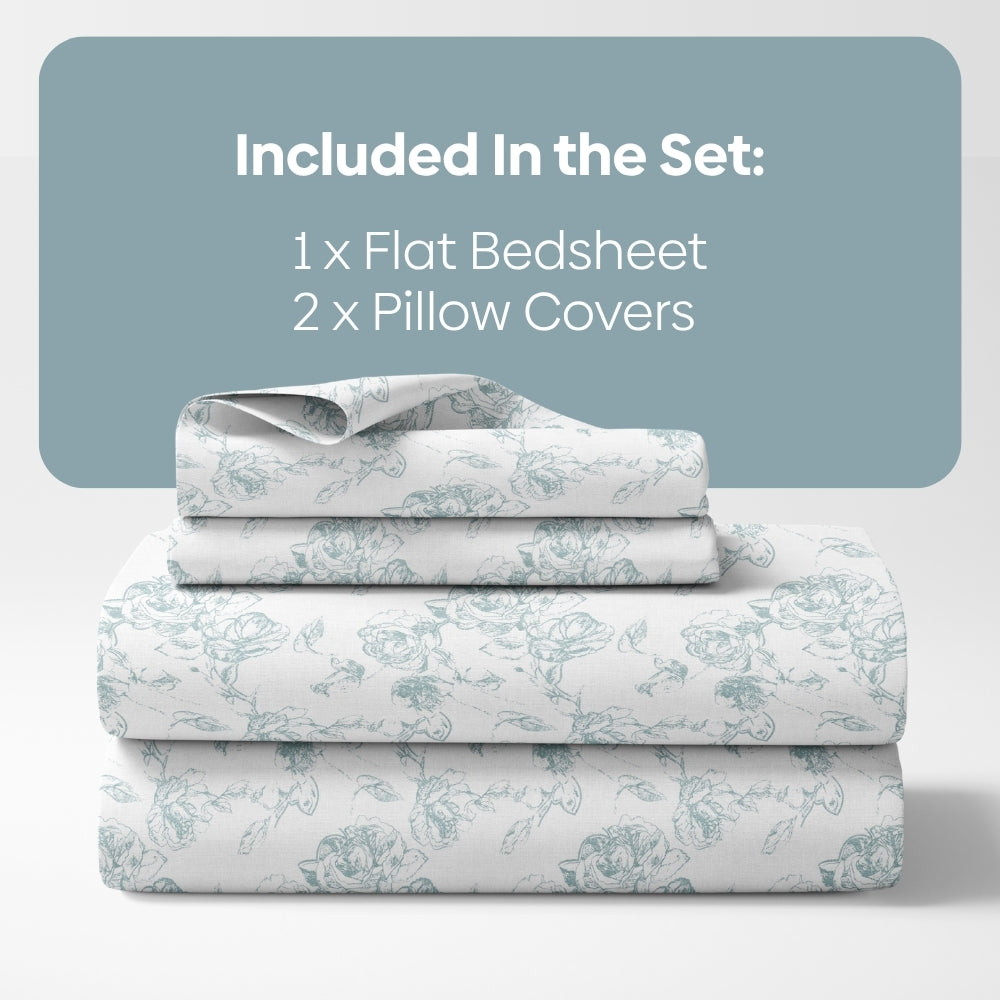 Luna Rose 100% Cotton Double Size Bedsheet, 300 TC