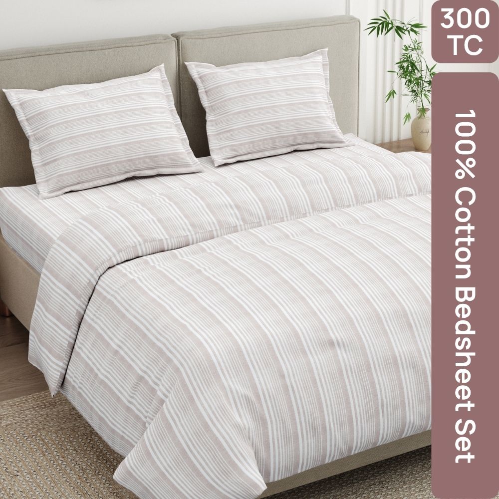 Verde Luxe 100% Cotton King Size Bedsheet, 300 TC - Bedsheets | haus & kinder
