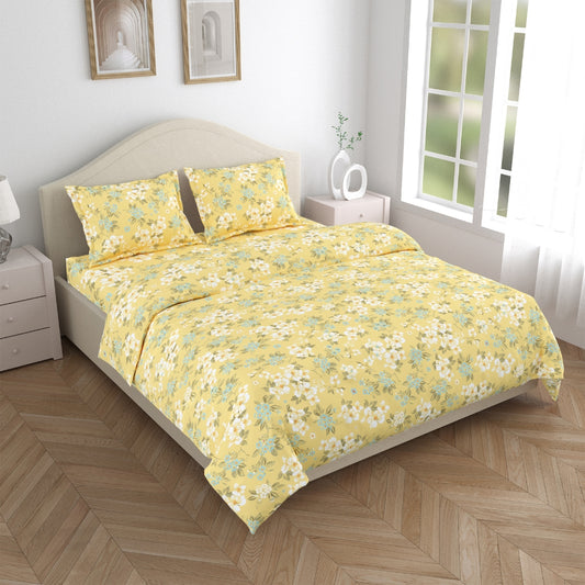 100% Combed Cotton 144 TC King Flat Bedsheet Floroise