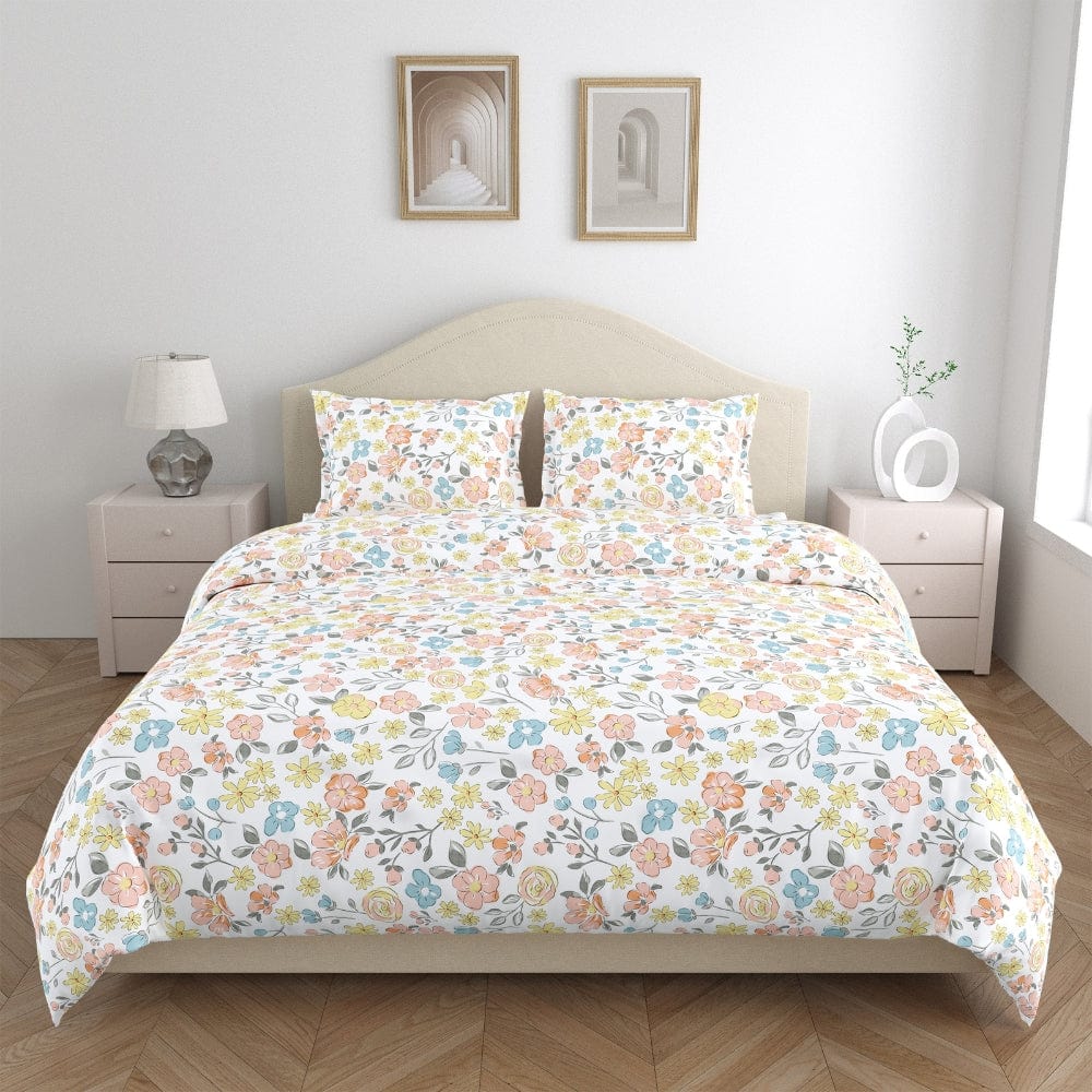 Island Bloom 100% Cotton Double Flat Bedsheet, 144 TC