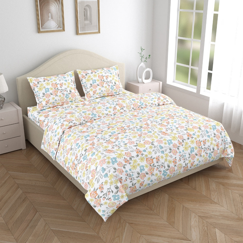 Island Bloom 100% Cotton King Flat Bedsheet, 144 TC