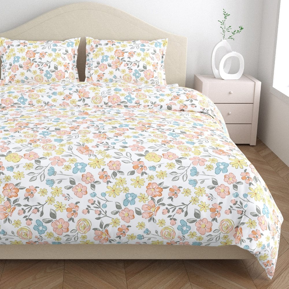 Island Bloom 100% Cotton Double Flat Bedsheet, 144 TC