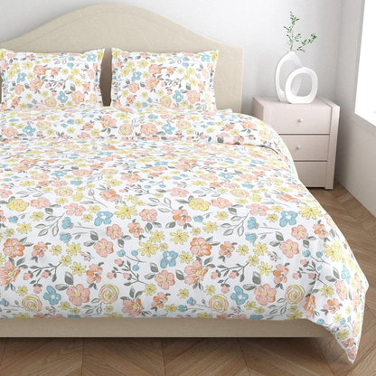Island Bloom 100% Cotton Double Flat Bedsheet, 144 TC