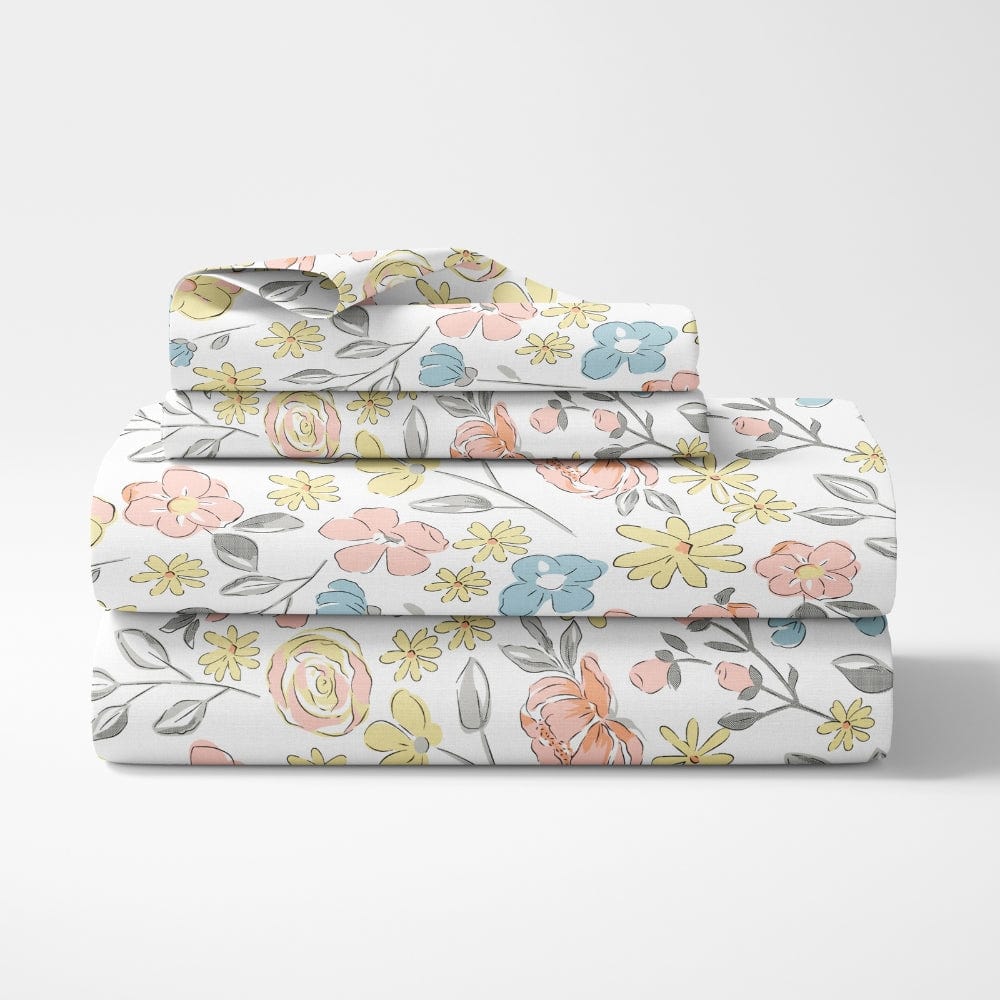 Island Bloom 100% Cotton Double Flat Bedsheet, 144 TC