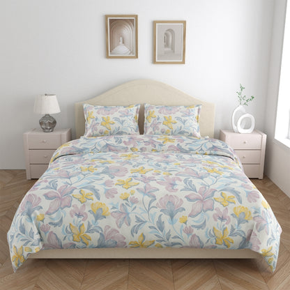 100% Combed Cotton 144 TC King Flat Bedsheet Lily Drift