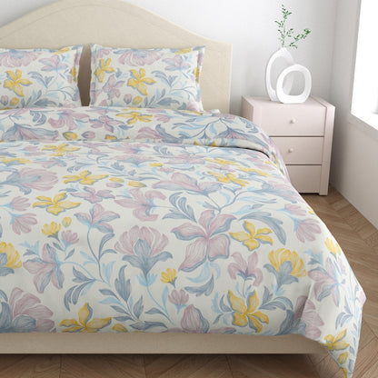 100% Combed Cotton 144 TC King Flat Bedsheet Lily Drift