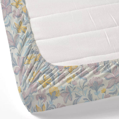 100% Combed Cotton 144 TC Double Fitted Bedsheet Lily Drift