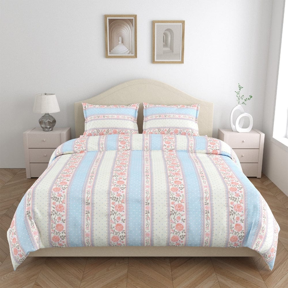 100% Combed Cotton 144 TC Double Flat Bedsheet Oribella Bloom