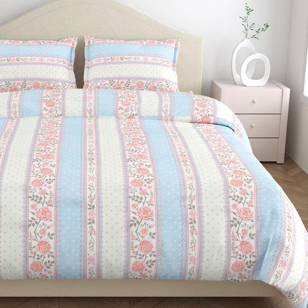 100% Combed Cotton 144 TC Double Flat Bedsheet Oribella Bloom