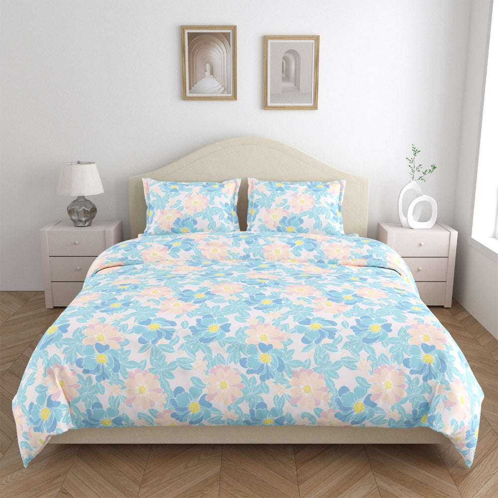 100% Combed Cotton 144 TC King Flat Bedsheet Petal Veil