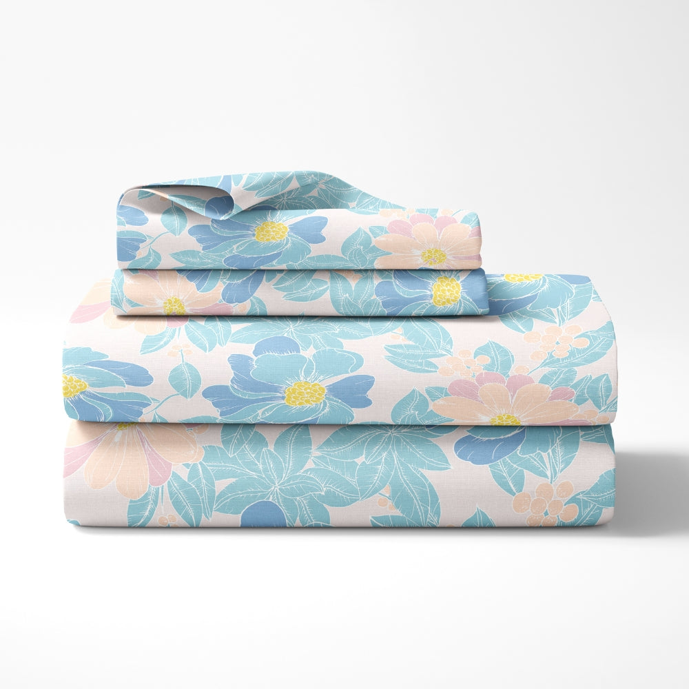 100% Combed Cotton 144 TC King Flat Bedsheet Petal Veil