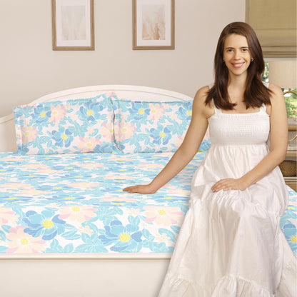100% Combed Cotton 144 TC King Flat Bedsheet Petal Veil