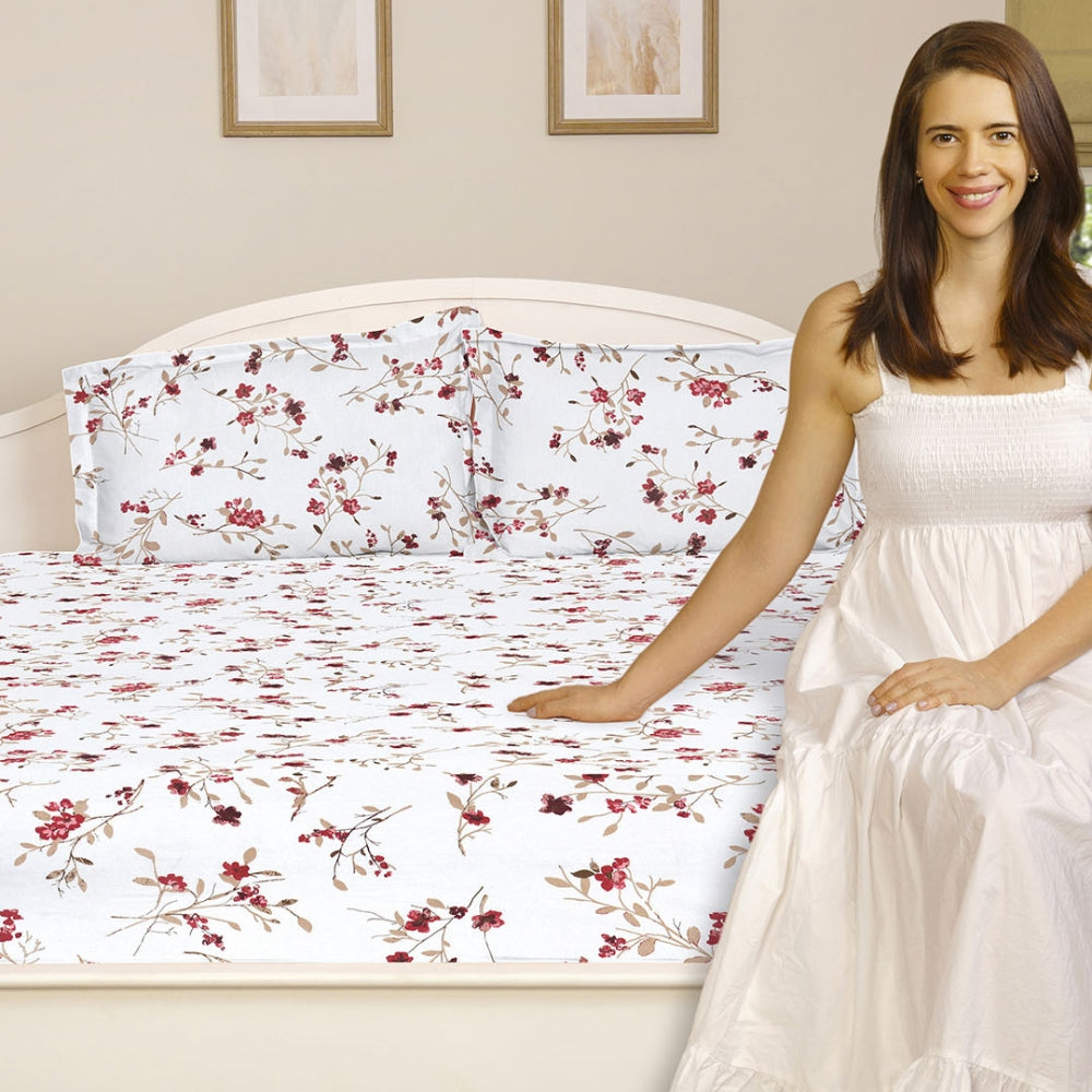 SpringTide 100% Cotton Double Size Bedsheet, 144 TC