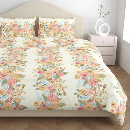 100% Combed Cotton 144 TC King Flat Bedsheet Vintage Peony