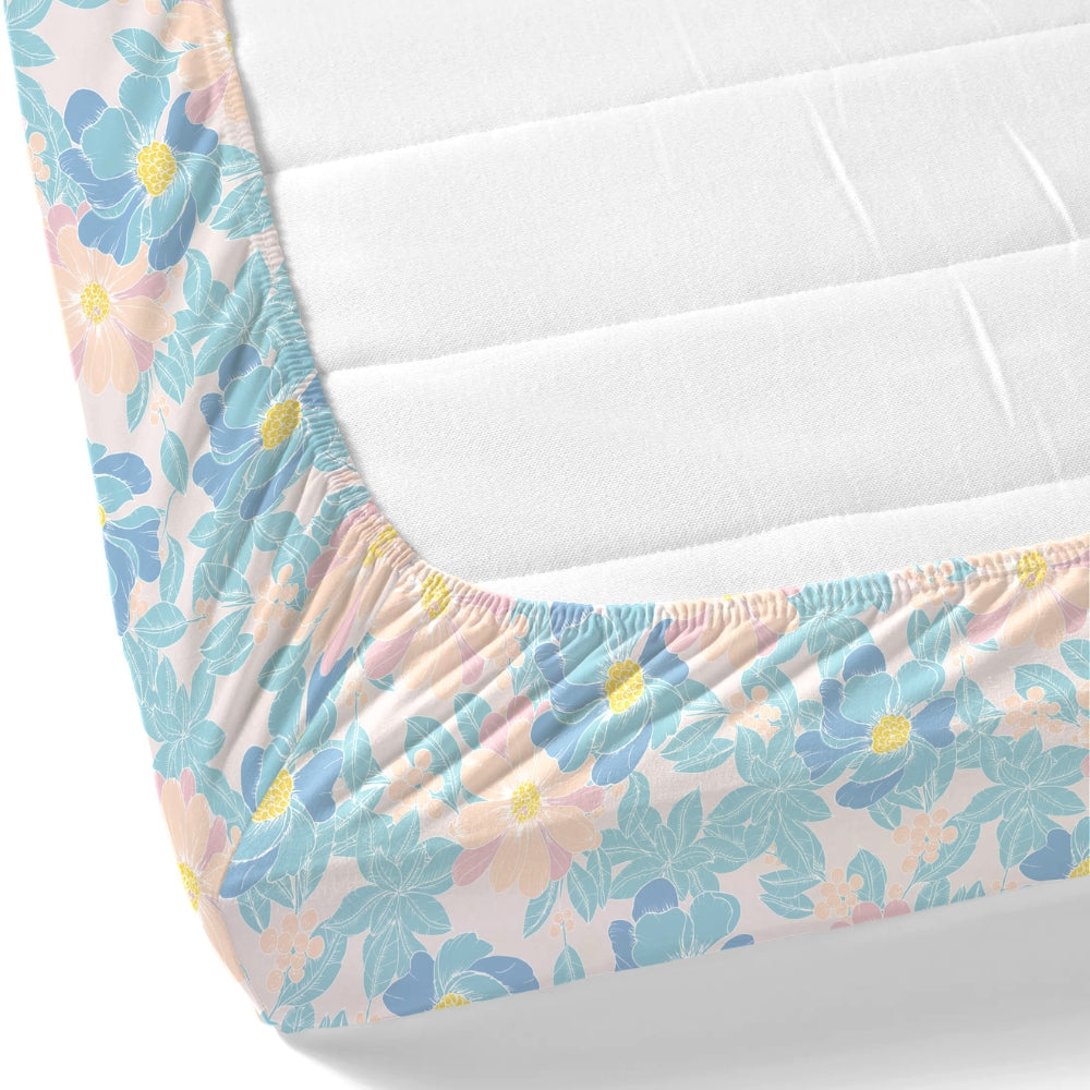 100% Combed Cotton 144 TC King Fitted Bedsheet Petal Veil