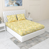 100% Combed Cotton 144 TC Double Fitted Bedsheet Floroise