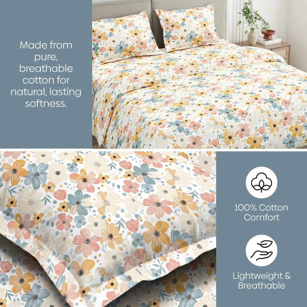 Hawaiian Petals 100% Cotton King Bedsheet, 144 TC - Bedsheets | haus & kinder