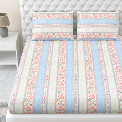 100% Combed Cotton 144 TC King Flat Bedsheet Oribella Bloom