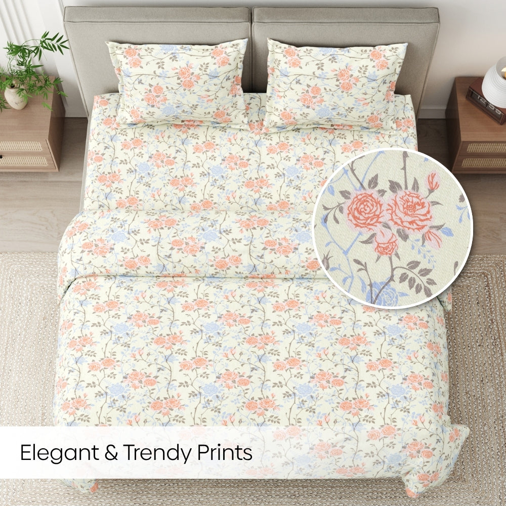 Petal haze 100% Combed Cotton 144 TC King Flat Bedsheet