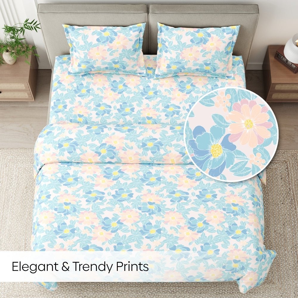 Petal Veil 100% Combed Cotton 144 TC King Flat Bedsheet - Bedsheets | haus & kinder
