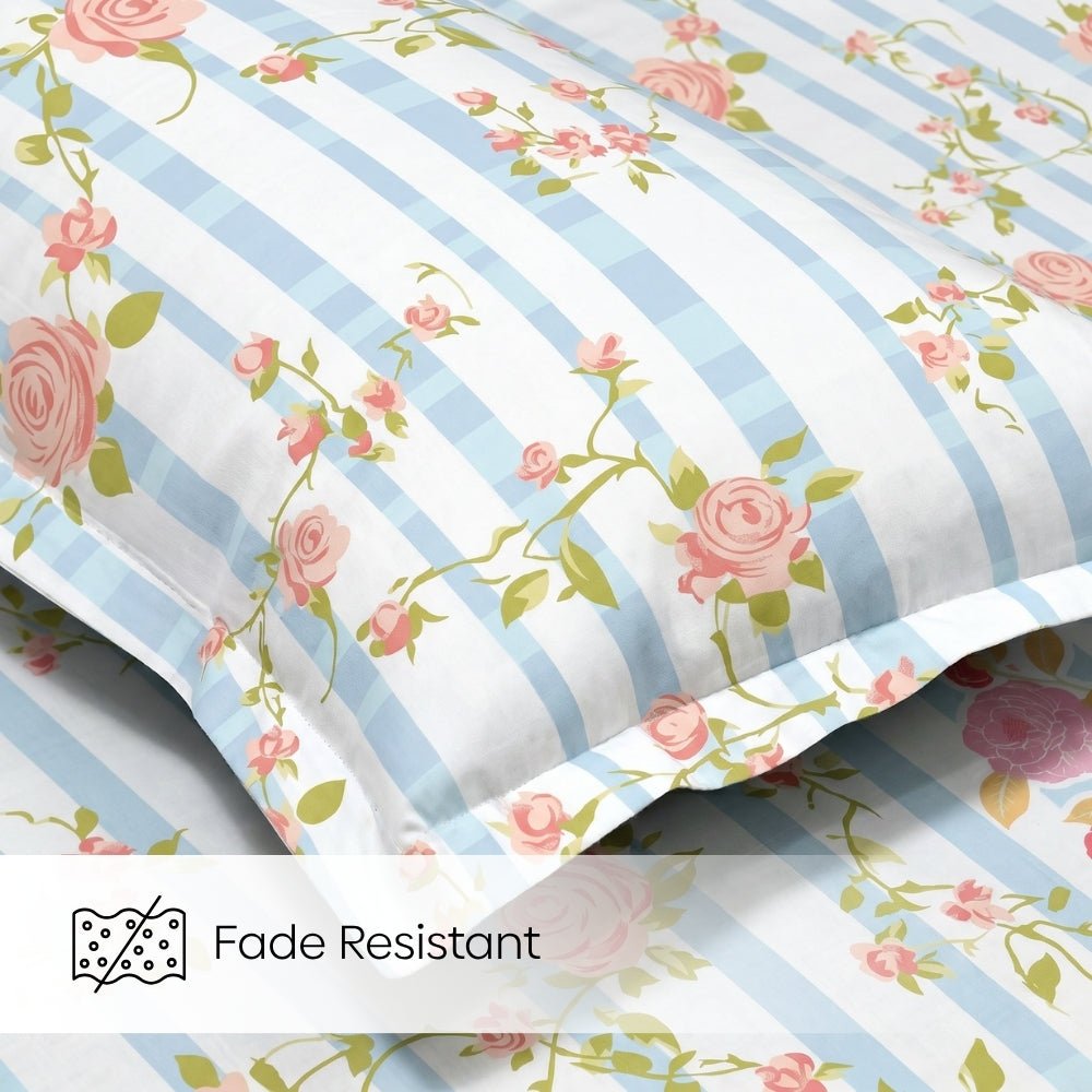 Rosaline Stripes 100% Cotton King Flat Bedsheet, 144 TC - Bedsheets | haus & kinder