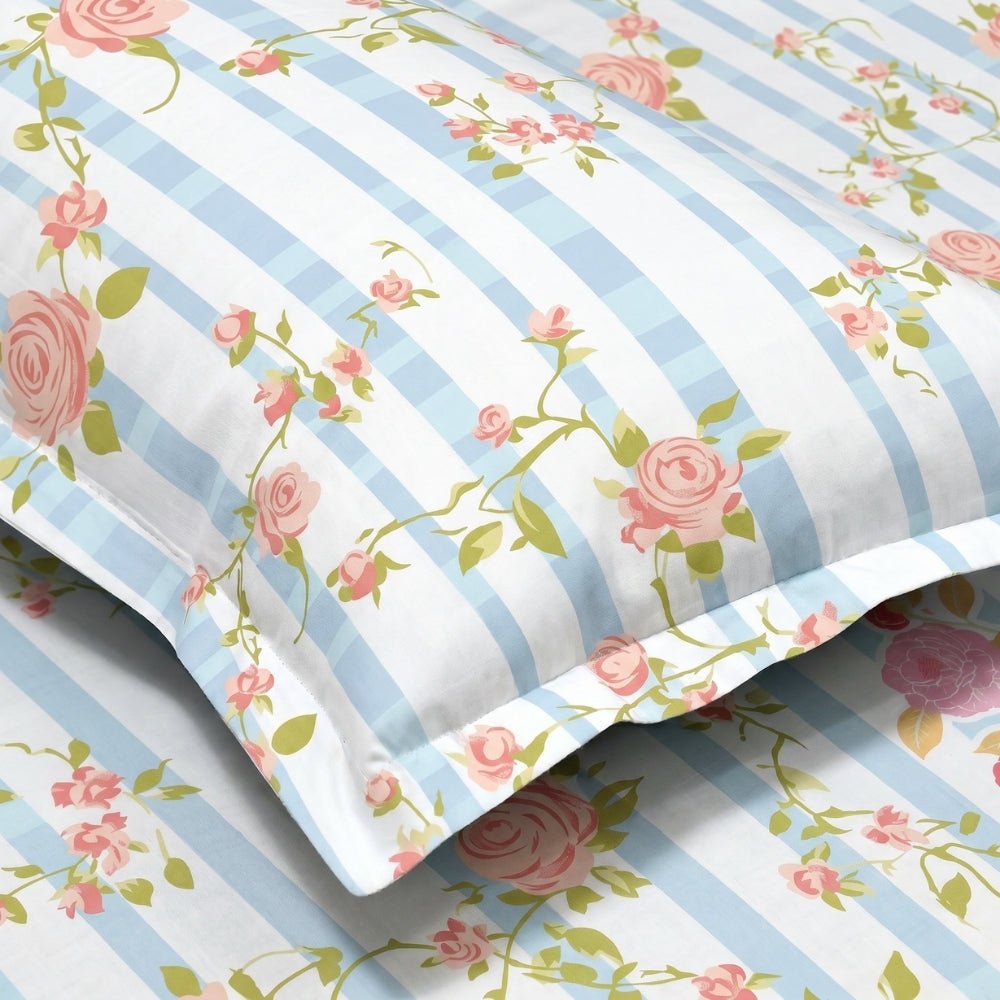 Rosaline Stripes 100% Cotton King Flat Bedsheet, 144 TC - Bedsheets | haus & kinder