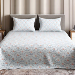 Ring Spun 100% Cotton Double Flat Bedsheet- Breezy Shell - Bedsheets | haus & kinder