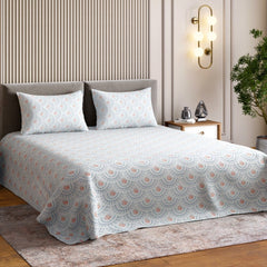 Ring Spun 100% Cotton Double Flat Bedsheet- Breezy Shell - Bedsheets | haus & kinder