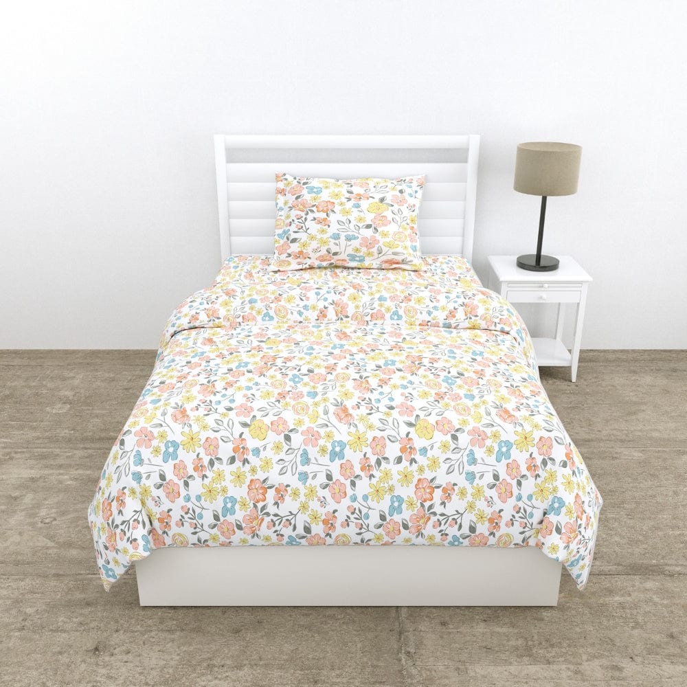 Island Bloom 100% Combed Cotton 144 TC Single Flat Bedsheet