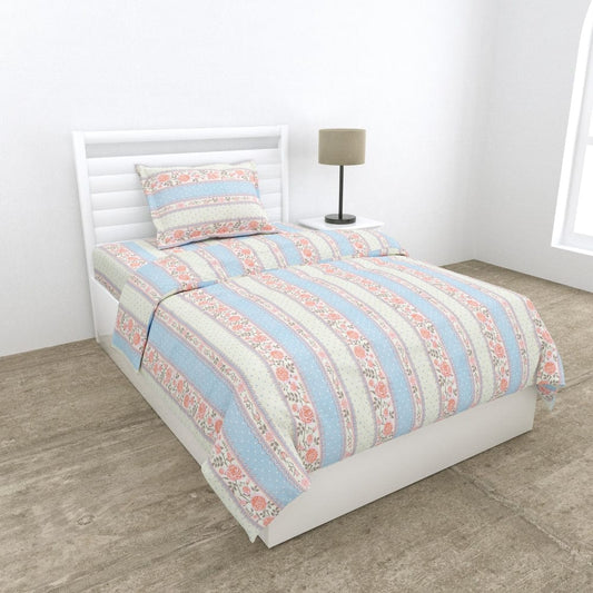 100% Combed Cotton 144 TC Single Flat Bedsheet Oribella Bloom