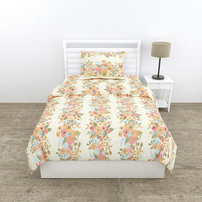 100% Combed Cotton 144 TC Single Flat Bedsheet Vintage Peony