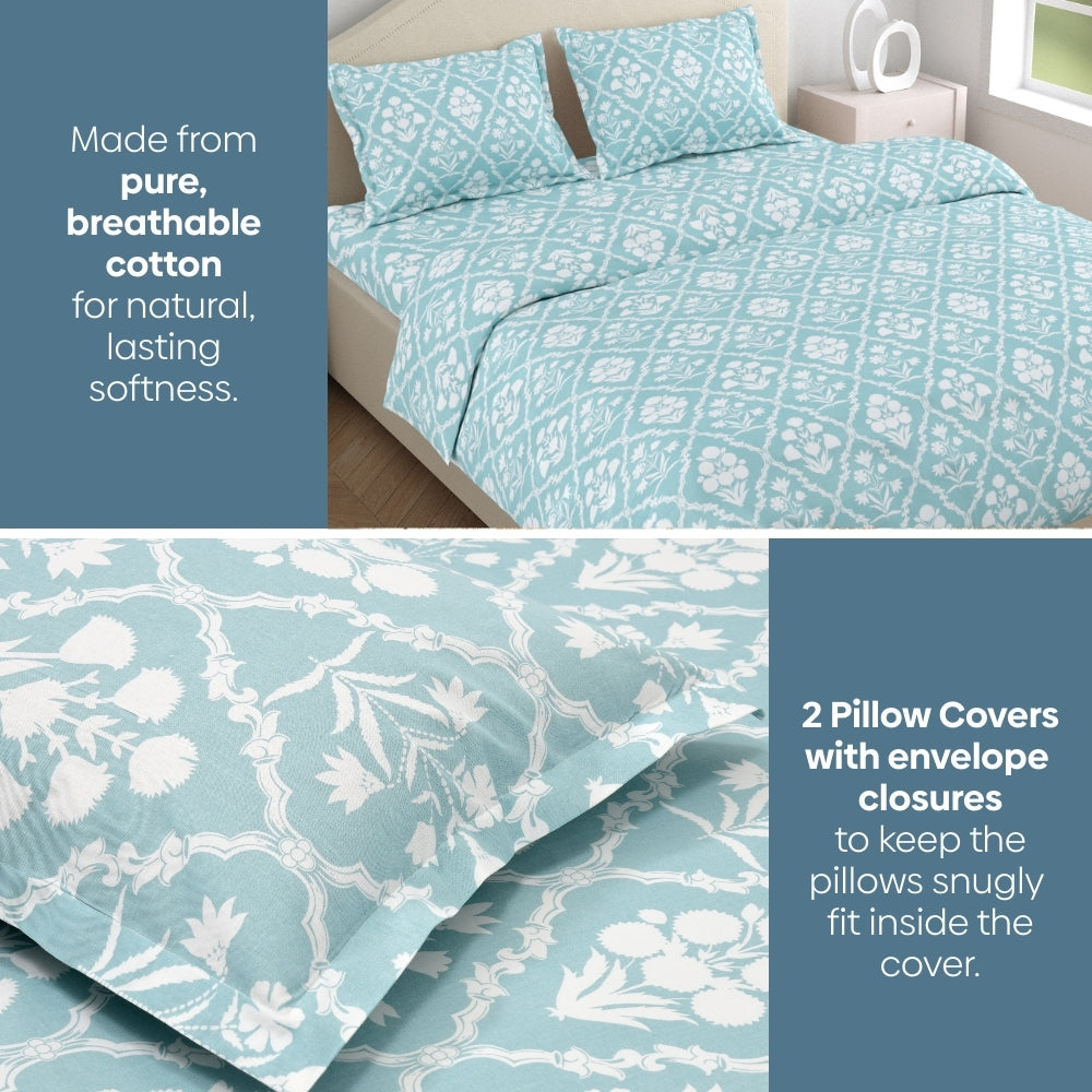 Heritage Hues 186 TC Cotton 100% Printed Flat King Bedsheet