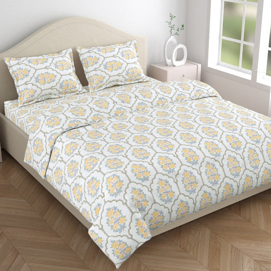 Combed Cotton Double Bedsheet Celebration in Bloom, 186 TC