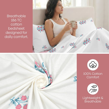 Festive Harmony Combed Cotton Double Bedsheet, 186 TC