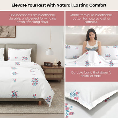 Festive Harmony Combed Cotton Double Bedsheet, 186 TC