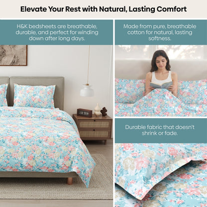 Ornate Whispers Combed Cotton King Bedsheet, 186 TC