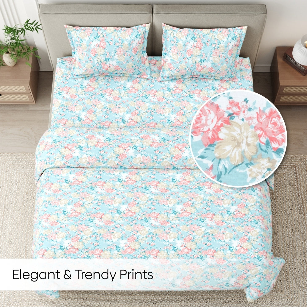 Ornate Whispers Combed Cotton King Bedsheet, 186 TC