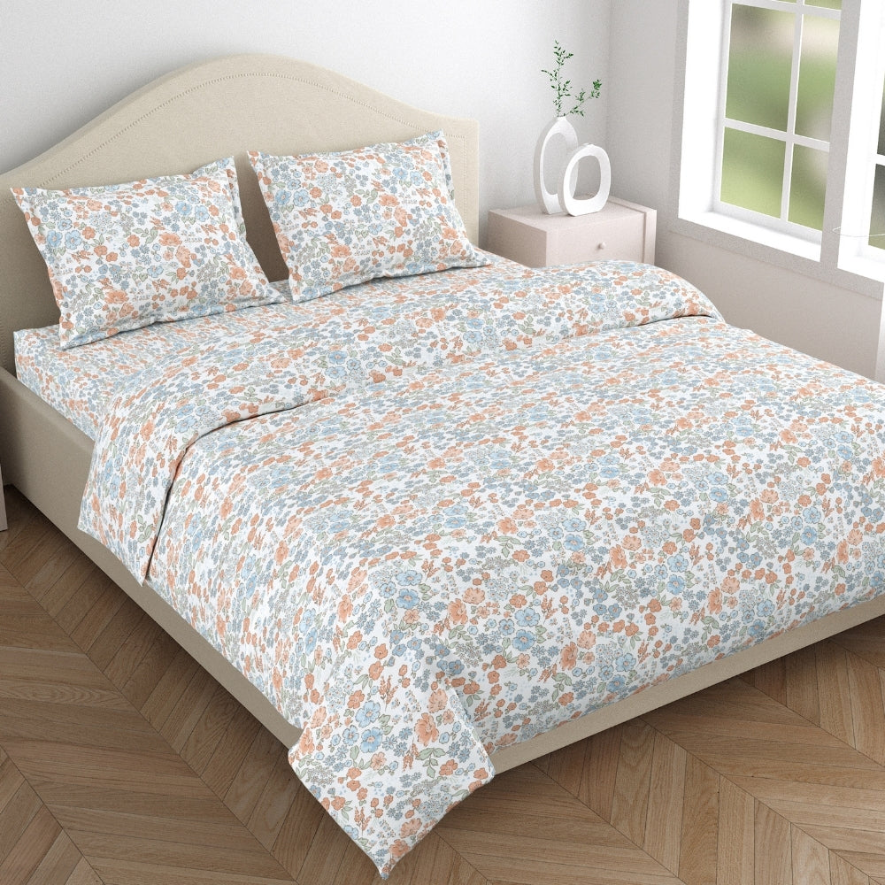 Combed Cotton Double Bedsheet Whispers of Bloom, 186 TC
