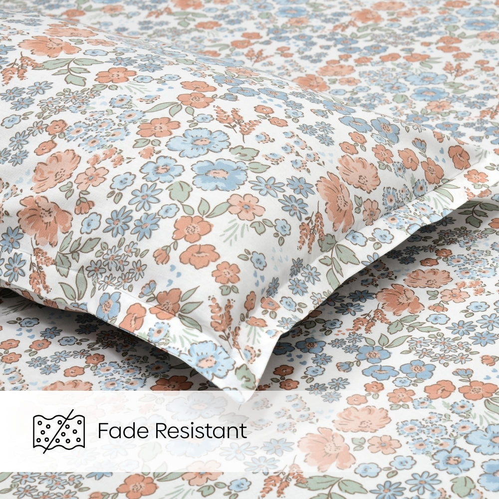 Whispers of Bloom Combed Cotton Double Bedsheet, 186 TC