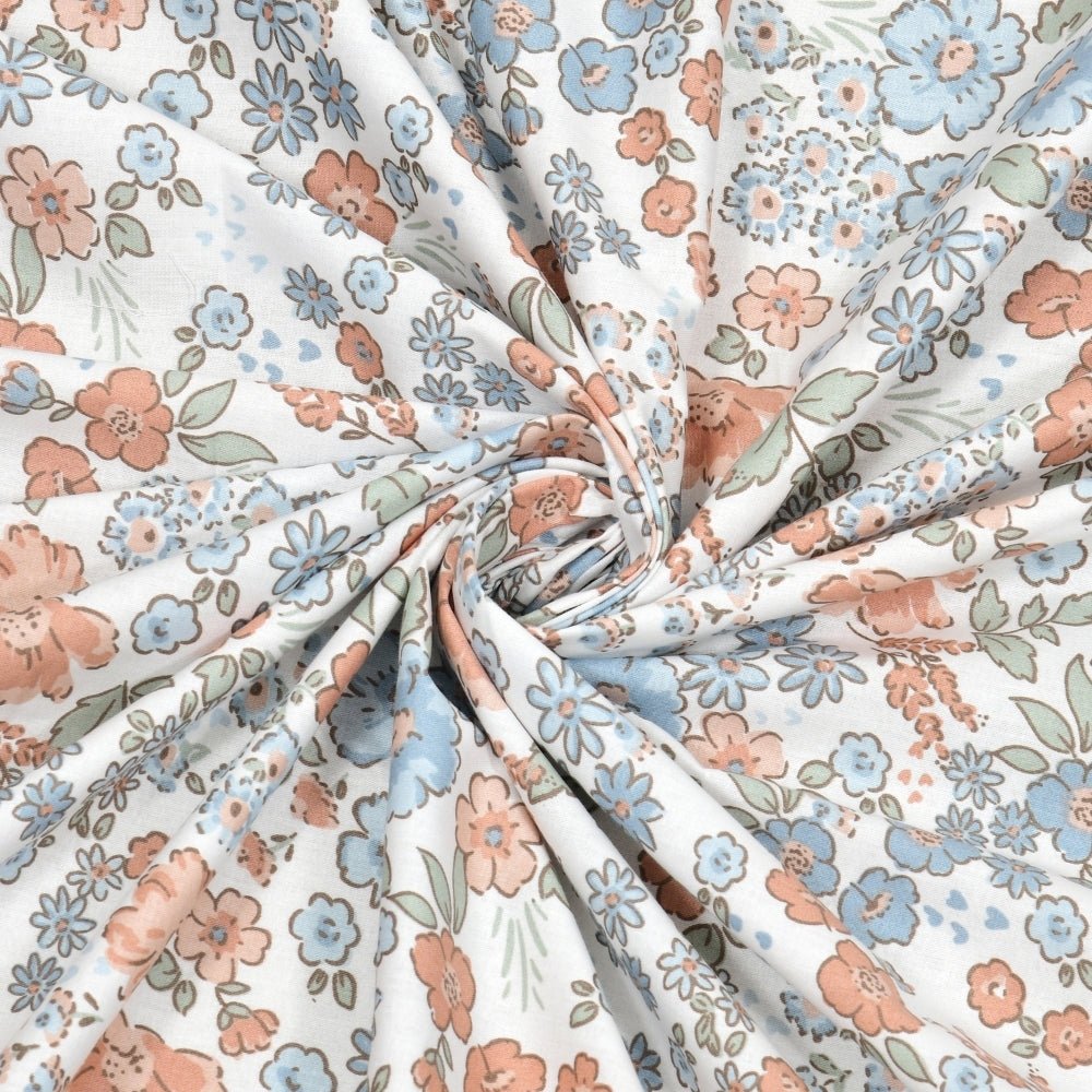 Whisper of Bloom 100% Cotton King Fitted Bedsheet, 186TC - King Size | haus & kinder