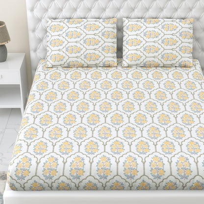 Combed Cotton Double Bedsheet Celebration in Bloom, 186 TC