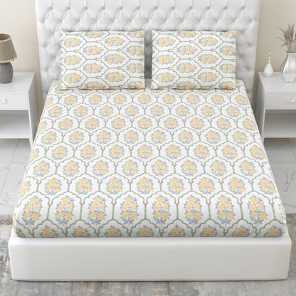 Combed Cotton Double Bedsheet Celebration in Bloom, 186 TC