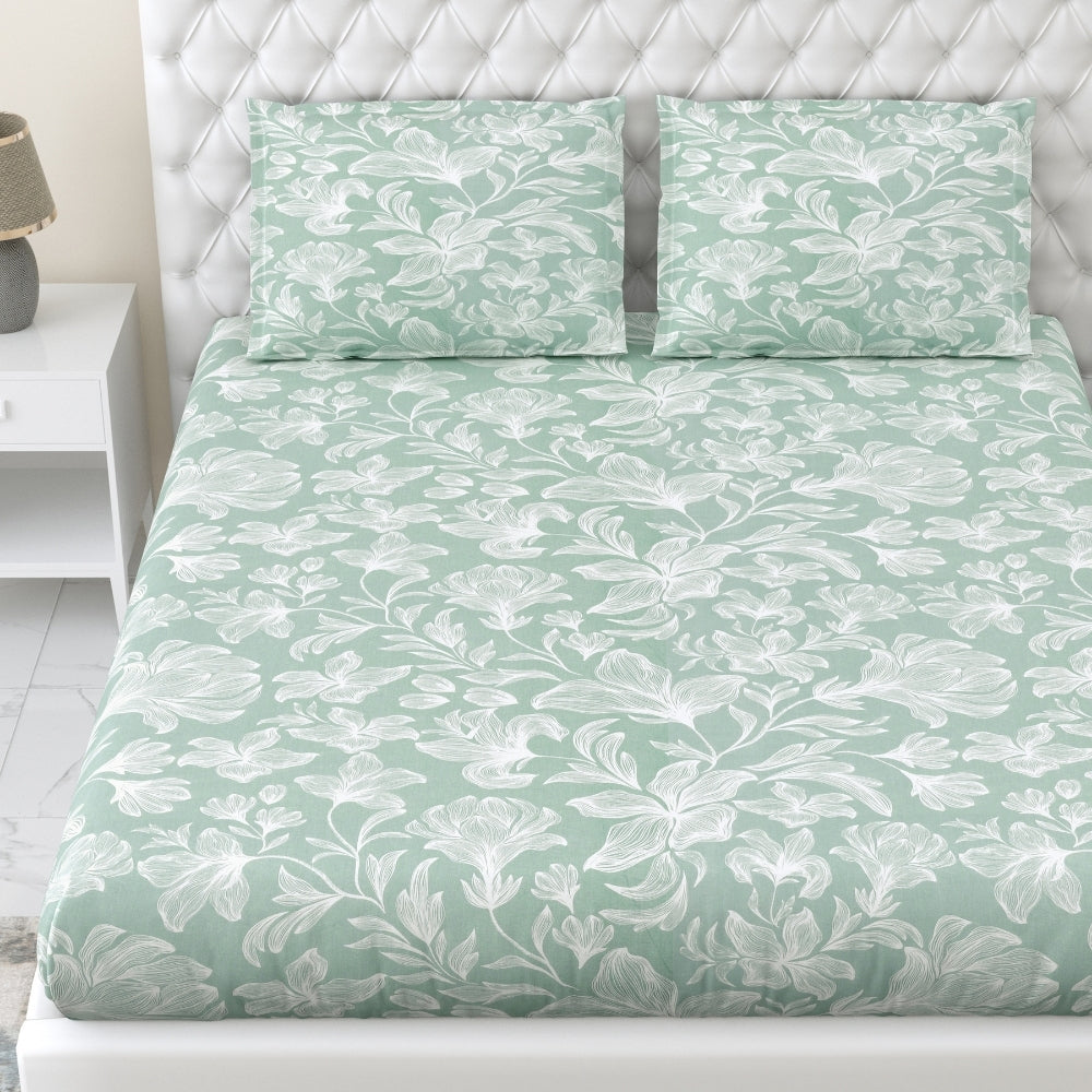 Combed Cotton Double Bedsheet Garden of Memories, 186 TC