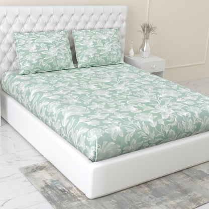 Combed Cotton Double Bedsheet Garden of Memories, 186 TC