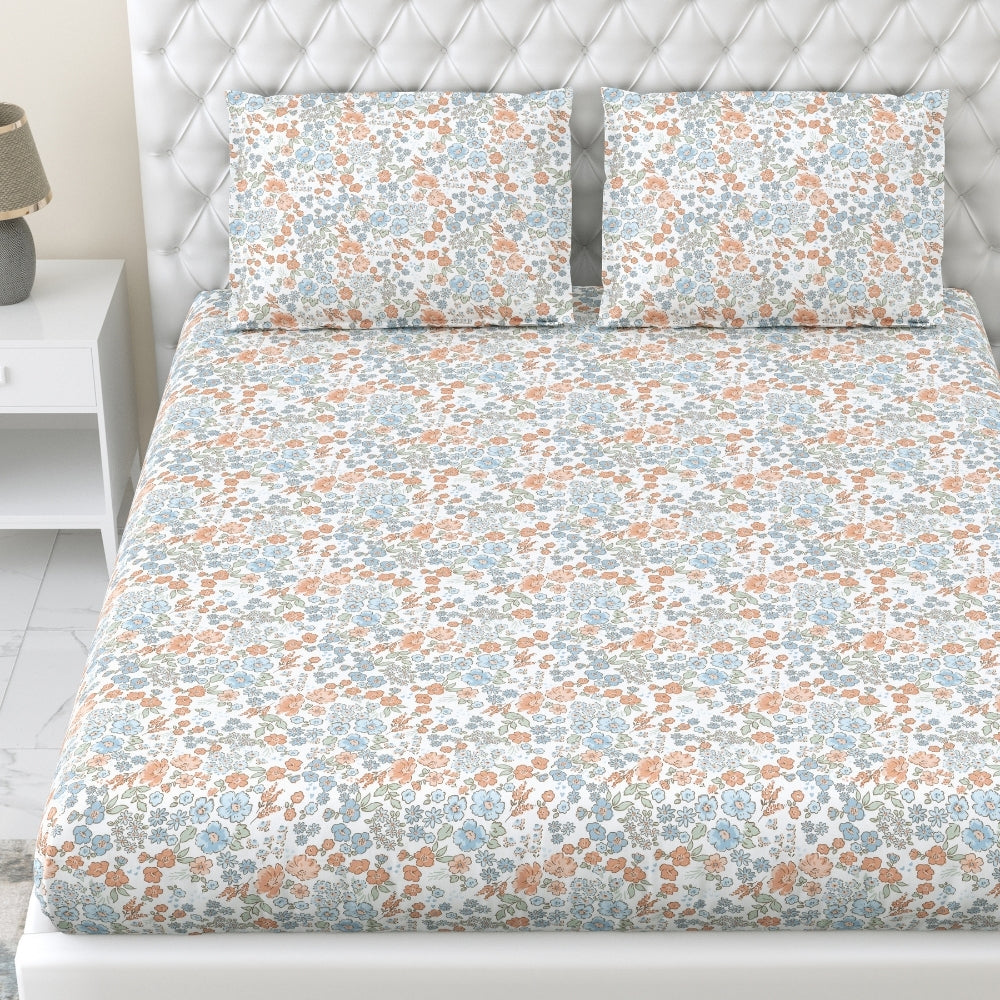 Combed Cotton Double Bedsheet Whispers of Bloom, 186 TC