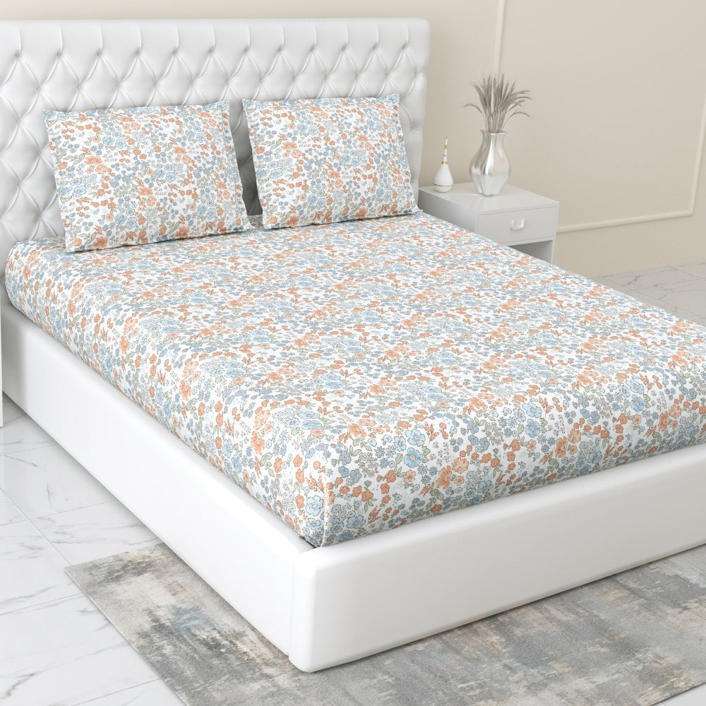 Combed Cotton Double Bedsheet Whispers of Bloom, 186 TC