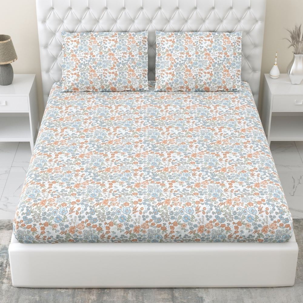 Combed Cotton Double Bedsheet Whispers of Bloom, 186 TC