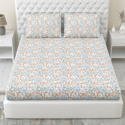Combed Cotton Double Bedsheet Whispers of Bloom, 186 TC