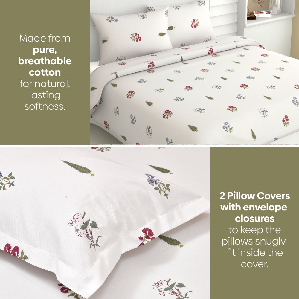 The Garden of Joy 100% Cotton Double Size Bedsheet, 186 TC
