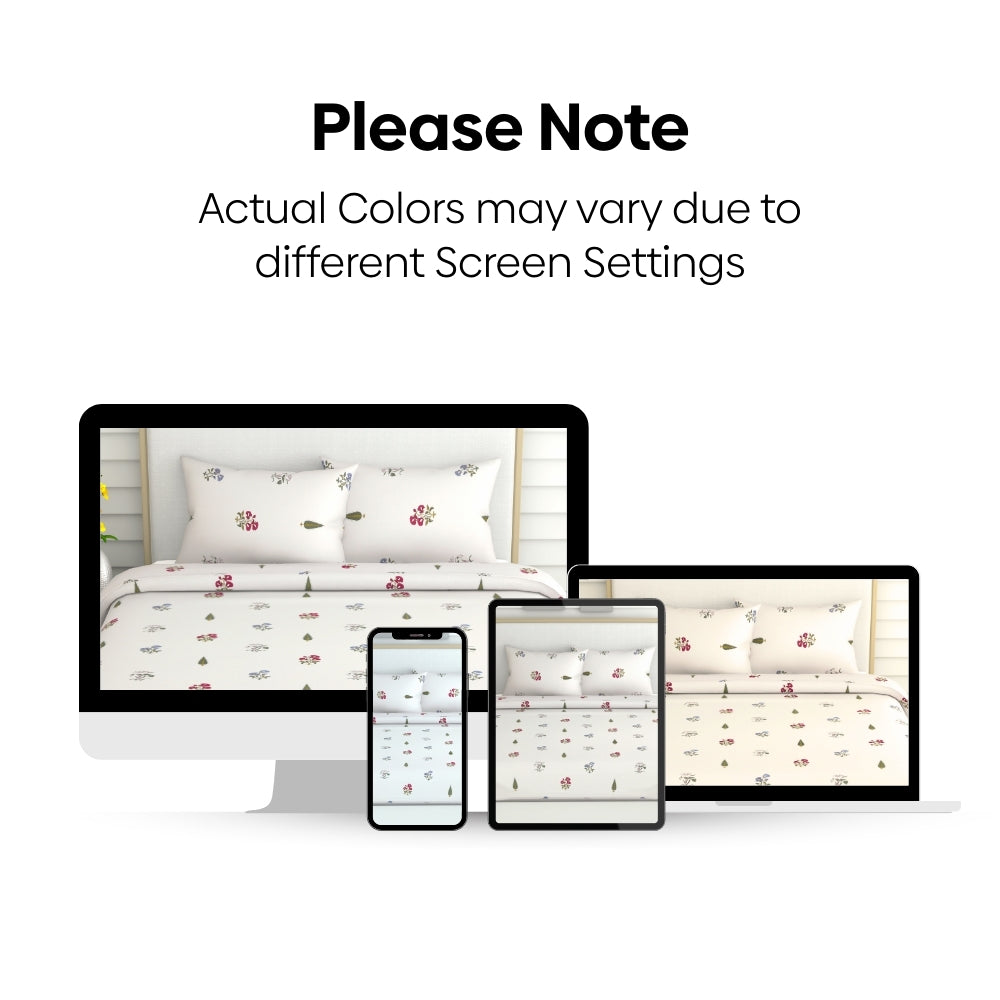 The Garden of Joy 100% Cotton Double Size Bedsheet, 186 TC